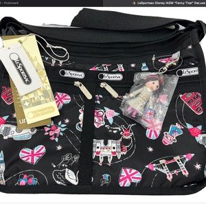 LeSportsac Disney IASW “Fancy That” DeLuxe Everyday Bag, Pouch +Charm VHTF NWT